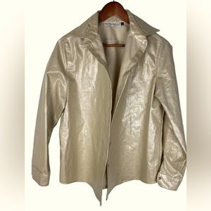 100% Waxed linen L shirt or Shacket shiny Rare concept brand  Waxy Vintage